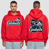 1059 "Finally" Abschluss Premium Oversize Hoodie beidseitig bedruckt